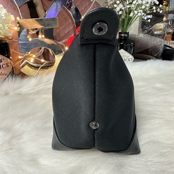 JIMMY CHOO BEAUTY BLACK SCUBA PERFUME MAKEUP HYGIENE BAG ZIP CLOSURE SIDE SNAP - Picture 4 of 12